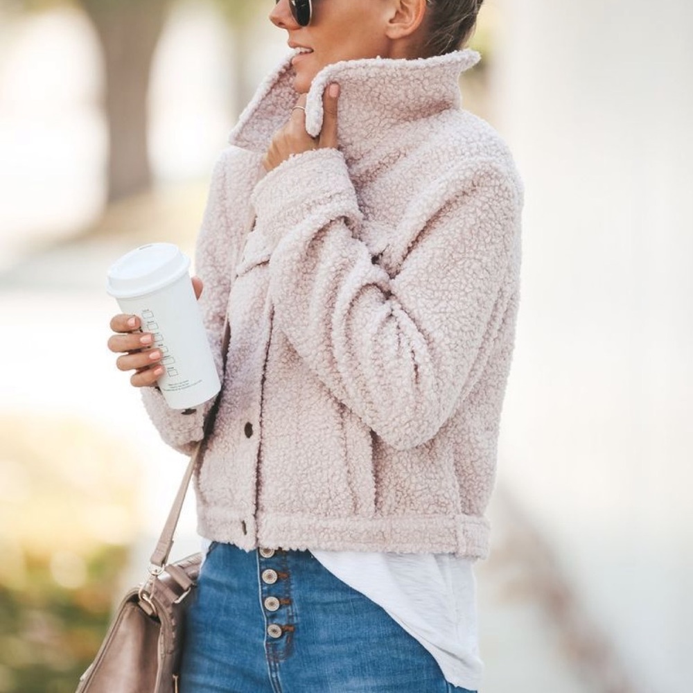 Button Button Down Sherpa Jacket - Picture 1 of 6